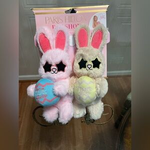 Brand New Set Of 2 Easter Paris Hilton Bunnies Dog  Toy- Very Solf  Squeaker 10”
